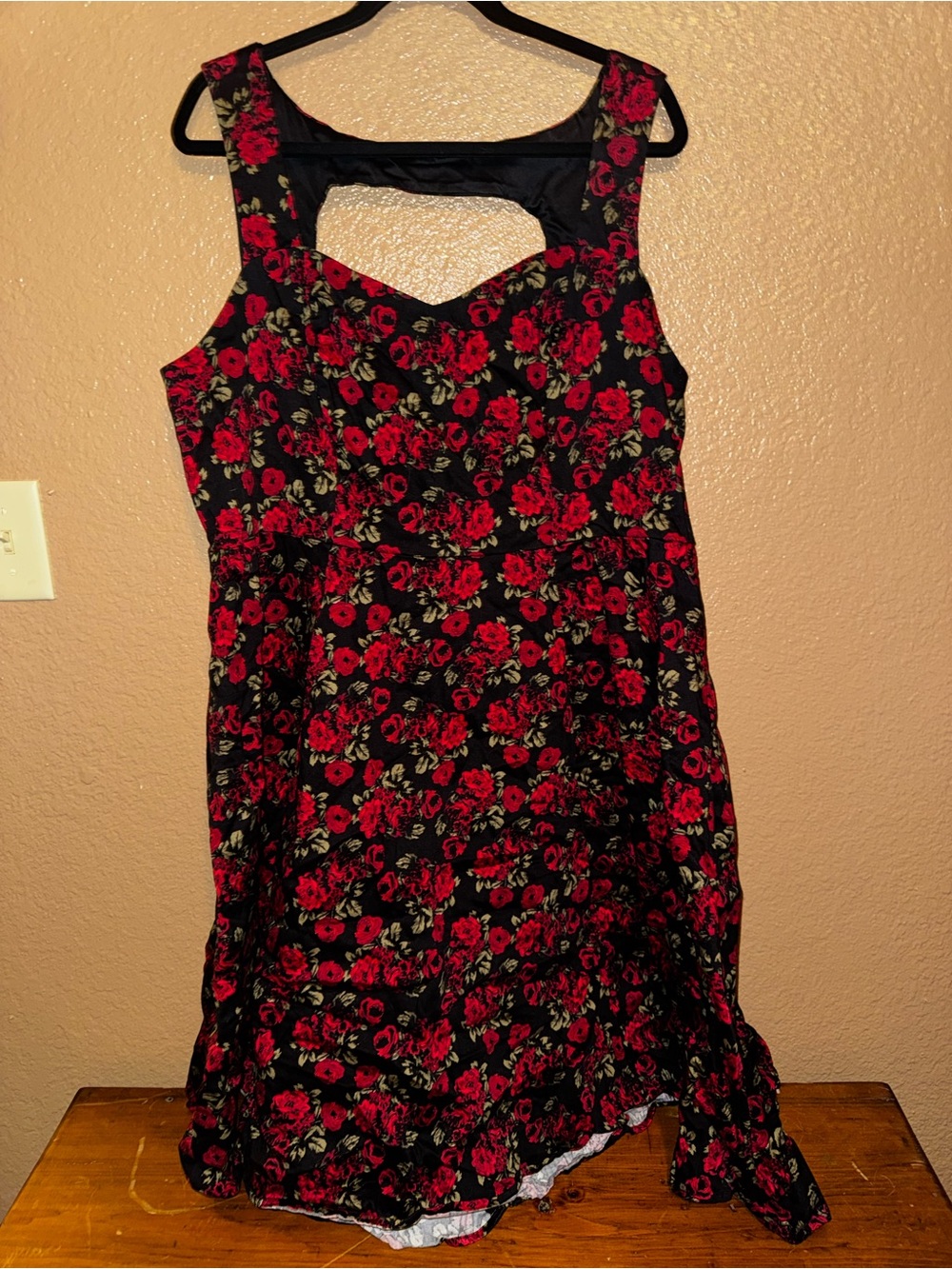 torrid Black Midi Dress with Red Floral Print Sz 22